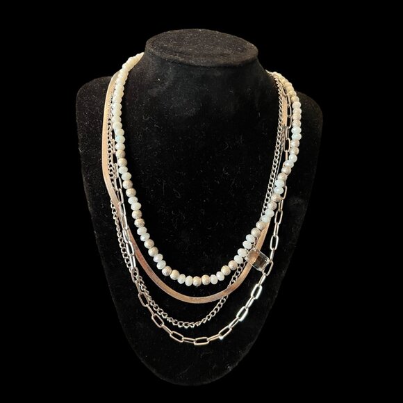 Ashley Stewart Multi-Layer Necklace Modern Boho Chic Statement Trendy Elegant - Picture 5 of 6